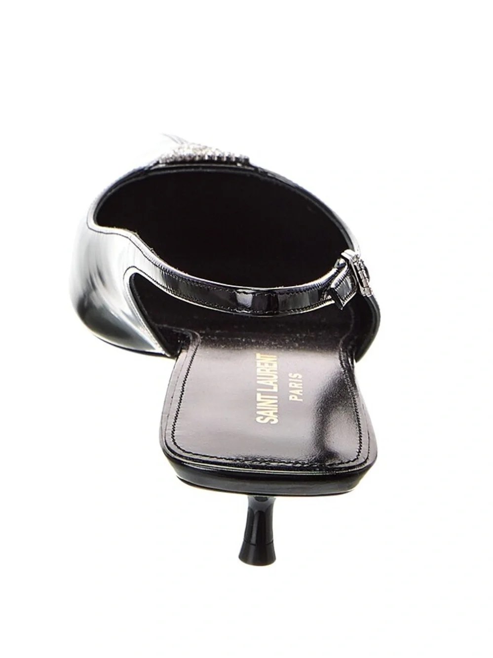 Saint Laurent Cherish Kitten Heel Black Leather Slingback EU 38.5 US 8.5 - Picture 3 of 12